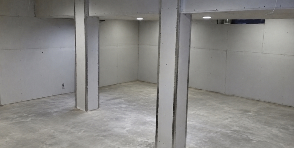 Unfinished basement before renovation
