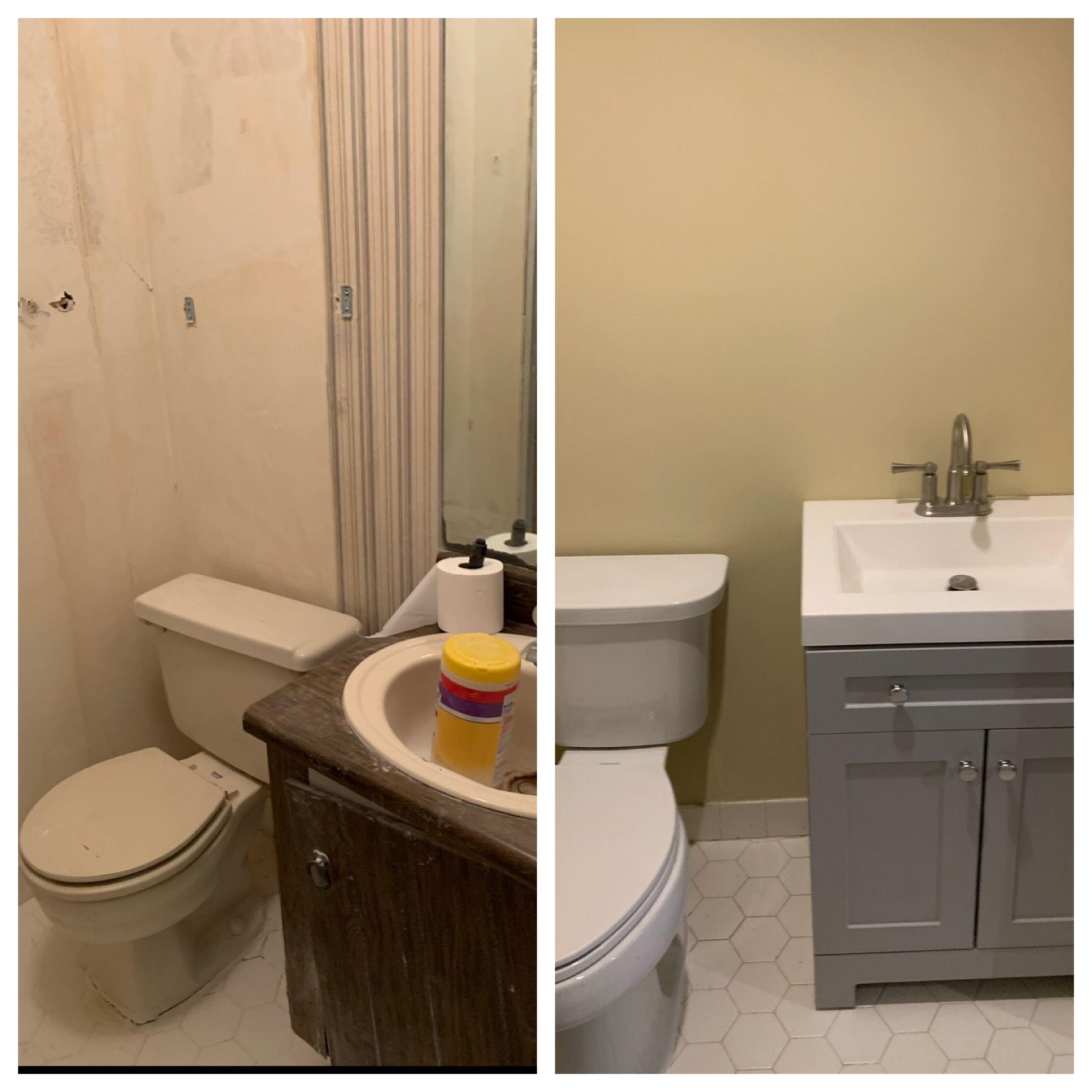 Bathroom vanity before and after
