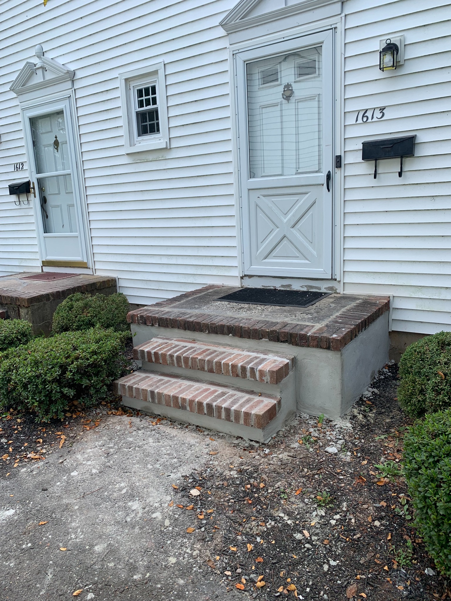 Rebuilt brick entry steps